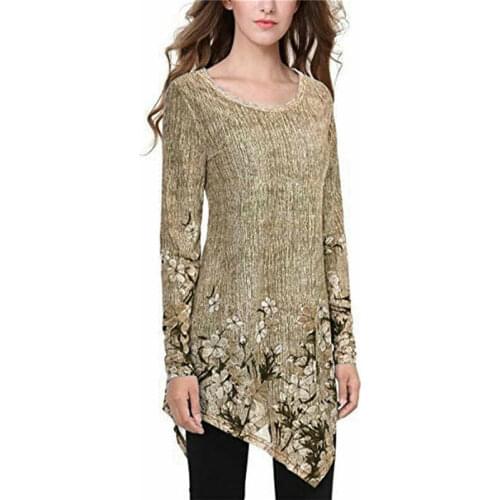 2021 Hot Women Floral Long Sleeve T Shirt Top Tees Casual Loose Tunic Pullovers