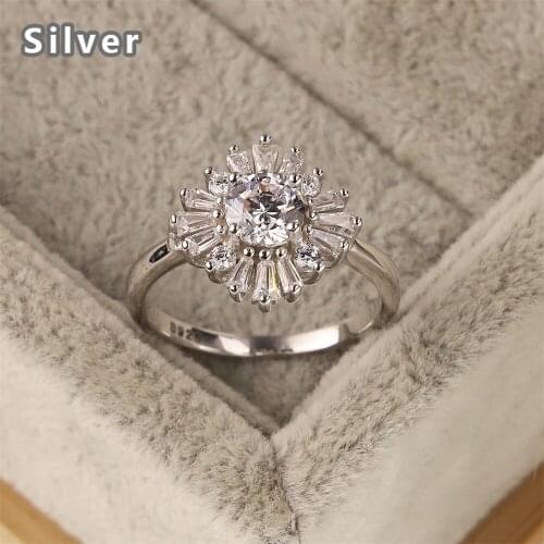 Best-selling Europe and the United States fashion 925 sterling silver purity ring white Snow White zircon crystal jewelry gifts