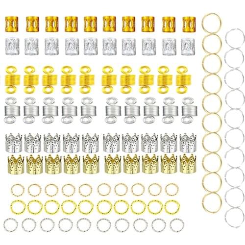 Metal African Hair Rings Beads Cuffs Tubes Charms Dreadlock Dread Hair Braids Jewelry Decoration Accessories Gold