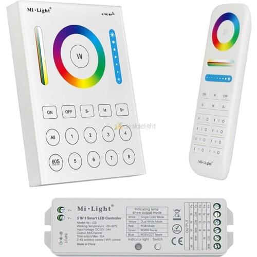 Mi.Light FUT089 2.4G wireless 8 Zone RF Remote ; B8 Touch Panel Wall-mounted Remote; LS2 5 in 1 led controller for RGB+CCT Led