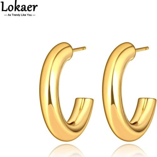 Lokaer Trendy Titanium Stainless Steel Bohemia Party Earrings Neo-Gothic Geometry Semicircle Earrings Jewelry For Women E21093