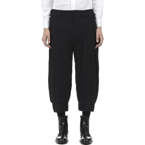 27-46 2020 Mens clothing Hair Stylist fashion Double bottom cropped pant Baron pants wide leg pants plus size costumes