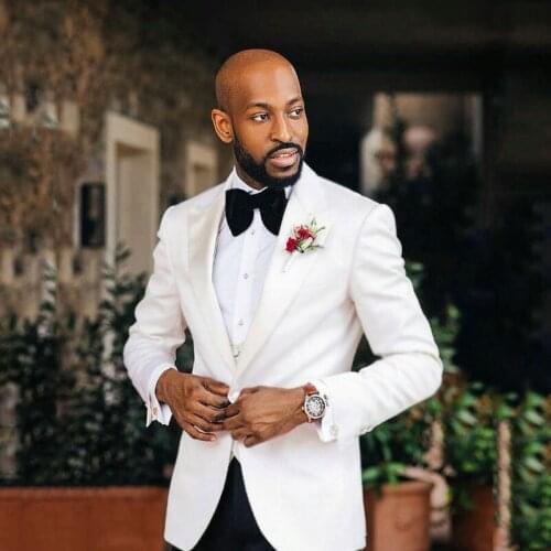 Ivory Suits for Men Wedding Best Man Blazers Groom Tuxedo Costume Mariage Homme Slim Fit Terno Masculino 2Piece Coat Pants