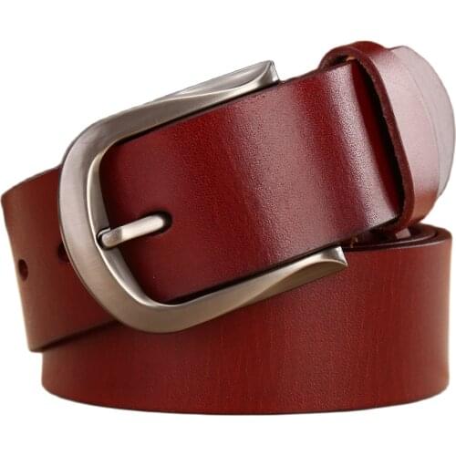 Mens belts luxury high quality full grain camel brown 100% genuine leather real waist strap jeans cowboys 2019 red 3.8 cm cintos