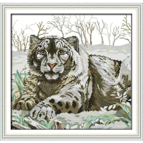 Tiger in the Snow cross stitch kit 14ct 11ct pre stamped canvas embroidery DIY handmade needlework