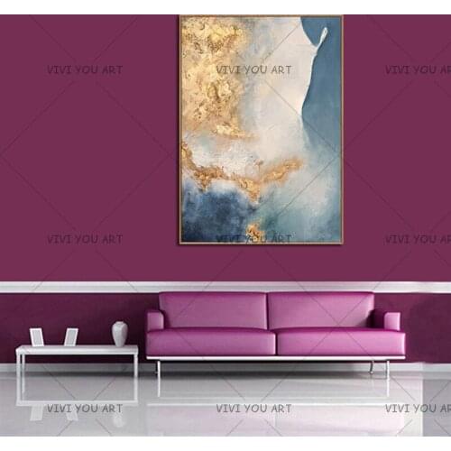 2019 New Handpainted High End Minimalism Style Gold Canvas Oil Painting Nordic Landscape Wall Pictures For Room Art Decorative