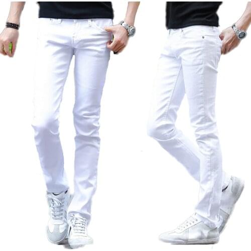 The new spring and summer 2017 mens large size mens white jeans Korean fashion casual men stretch skinny jeans 28-36