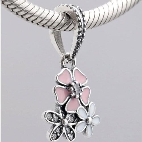 Original Spring Poetic Blooms With Crystal Pendant Bead Fit 925 Sterling Silver Bead Charm Bracelet Diy Jewelry