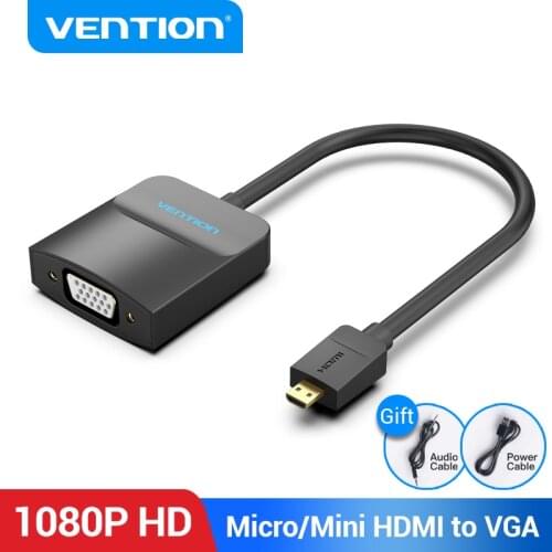 Vention Micro HDMI to VGA Adapter HDMI Male to VGA Female Converter Cable 1080P HD for TV HDTV Projector Mini HDMI VGA Converter