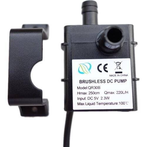 Professional Low Noise QR30B DC 5V 2.3W 220L/H Flow Rate Waterproof IP68 CPU Cooling Car Brushless Water Pump