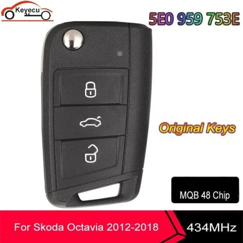 KEYECU OEM for Skoda Octavia 2012 2013 2014 2015 2016 2017 2018 Remote Key Fob PN: 5E0 959 753E / 5E0959752A / 6V0959752D 434MHz