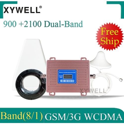 Gsm repeater dual band 900 2100 Mobile Signal Cellular Booster GSM WCDMA UMTS 2100 2G 3G 4G Signal Booster 4G Antenna