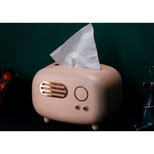 Retro Radio Model Tissue Box Desktop Paper Holder Vintage Dispenser Storage Napkin Case Ornament Craft For Living Dining Room