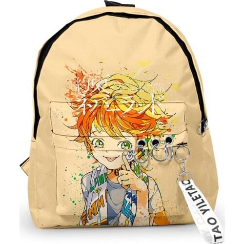 The Promised Neverland Cosplay Kawaii Anime School Backpack Casual Unisex 3D Printing Japanese Shoulder Travel Bag For Boy Girls