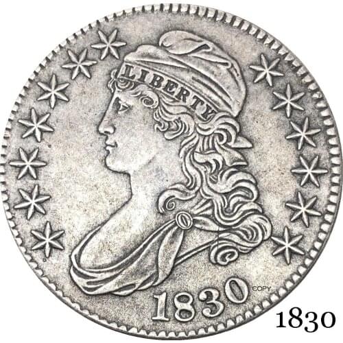 United States Of America Liberty Eagle 1830 50 Cents ½ Dollar Capped Bust Half Dollar Cupronickel Silver Plated Copy Coin