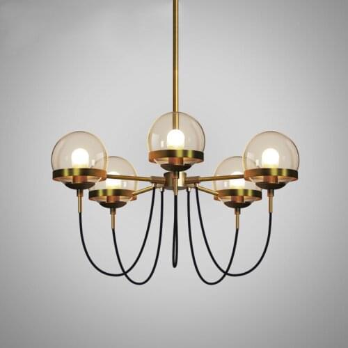Modern Glass Ball Bronze Chandelier Simple E27 lamp living room bedroom dining room Lighting Lustre Lamparas Light PA0223