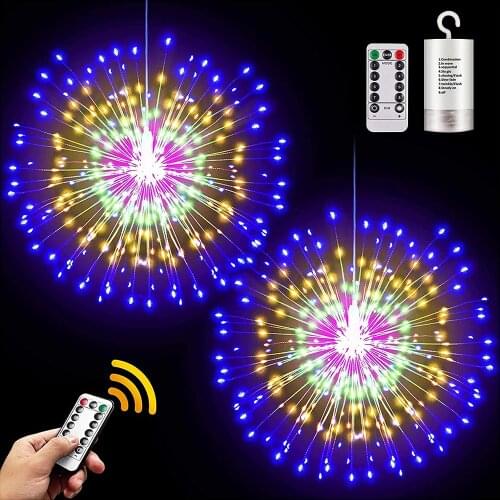 Battery Operated LED String Lights Waterproof Hanging Lights Starburst Firework Fairy Lights Garland Party Christmas Decoration