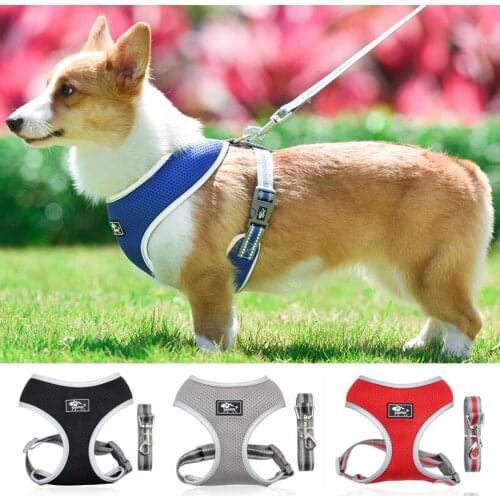Reflective Puppy Walking Lead Leash Breathable Mesh Chest Strap Small Dog Harness Vest Chihuahua Harnesses Pets Dog Accessories