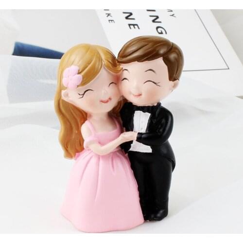 Mixed cute style wedding cake topper figurines bride and groom topper wedding engagement anniversary gifts favors cake deco