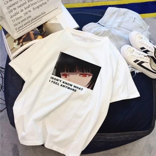 Streetwear Harajuku T-Shirt Cartoon Japanese Ins Ulzzang Kawaii Vintage Casual Womens T-shirt Punk Loose Goth Letter Print Tops