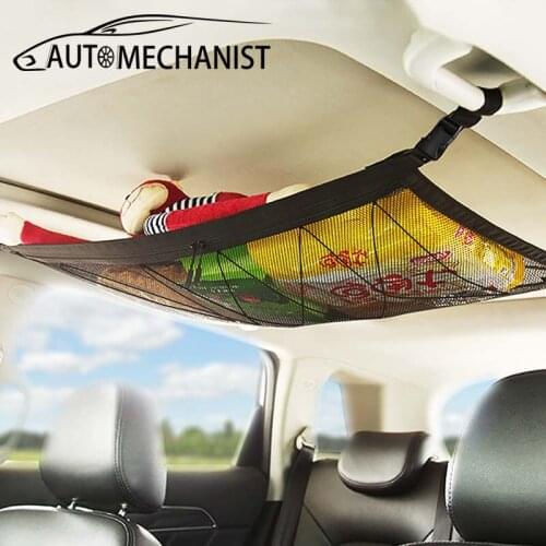 Universal Car Ceiling Storage Net Pocket Auto Stowing Tidying Interior Accessories High Capacity Storage Bag Portable Organizer