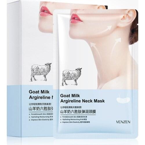 VENZEN 50Pcs Goat Milk Hexapeptide Neck Mask Anti-Wrinkle Anti-Aging Lift Firming Neck Care