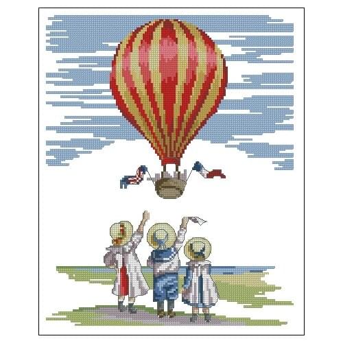 Hot air balloon, kid Top Quality Embroidery Needlework 14CT Unprinted Cross Stitch Kits DIY Art Handmade Home Decor