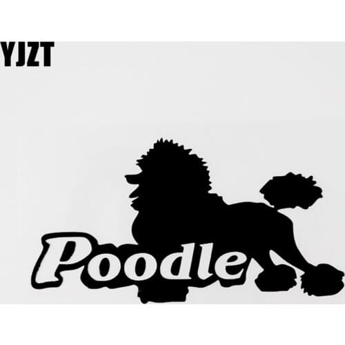 YJZT 14.4CM×7.4CM Fashion Poodle Vinyl Animal Dog Car Sticker Decal Black/Silver 8C-0742
