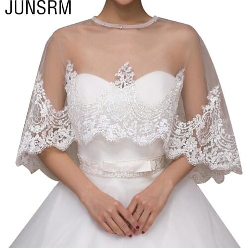 Hot Sale Mesh Sheer Lace Flora Embroidery Bolero Women Jacket One Size Sexy Wedding Accessories Bridal Wrap Shawls