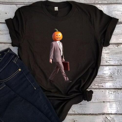 Pumpkin Head Woman Tshirts Oversized Halloween Horror Movie Women Sexy Tops Streetwear Goth Clothes Harajuku Plus Size Black