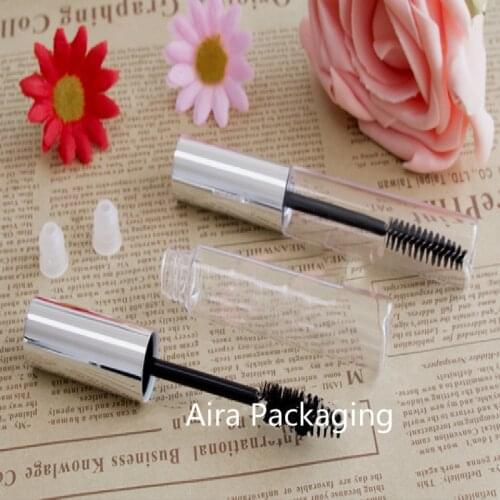 10ML Empty Clear Mascara Tube with Silver Cap DIY Plastic Graceful Cosmetic Eyelash Cream Container 50pcs/lot