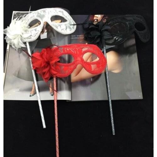 10pcs Lace Flower Handheld Mask Venetian Princess Masquerade Mask On A Stick Women Girls Birthday Party Carnival Props