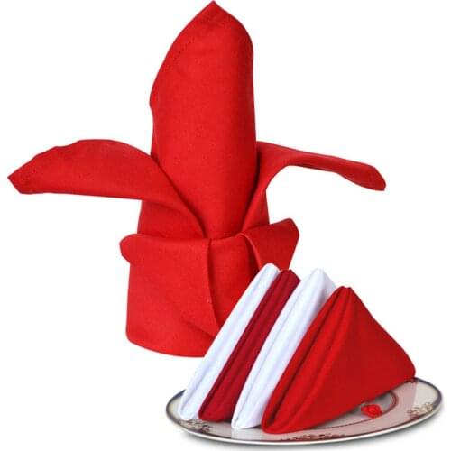 10pcs/lot Table Napkins 18*18 Inches Polyester Table Napkins Restaurant Dinner Wedding Banquet Decor Supplies Party Decoration
