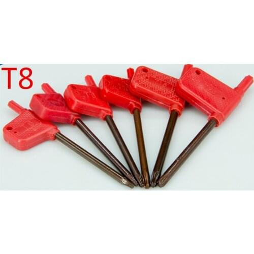 10pcs T8 Torx Burgundy Plastic Flag Type Wrench Spanner