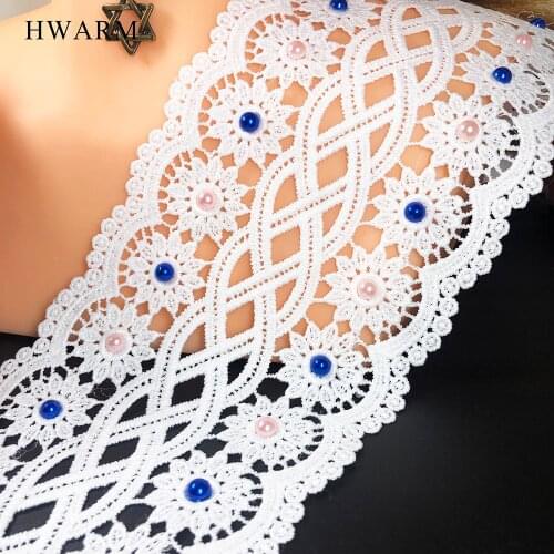 10yard 10.2cm 3d Lace Fabric With Pink Blue Bead Diy Wedding Decoration For Home Dress Sewing Trim Skirt Clothes Accessories