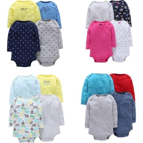 4PCS/Lot Spring Autumn 6-24Month Baby Boy Clothing Long Sleeve Cotton Cartoon Bear Bodysuit Newborn Infant Baby Girl Jumpsuit