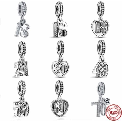 925 Silver New Age Flower Love Old Pendant Charm Bead Fit Pandora Original Bracelet Charms Beads For Women DIY Jewelry