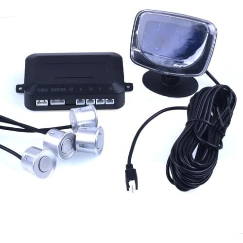 Parking Sensors 4 Car Electronics Accessories Weatherproof Rear Front View Reverse Backup Radar Kit System +LCD Display Monitor
