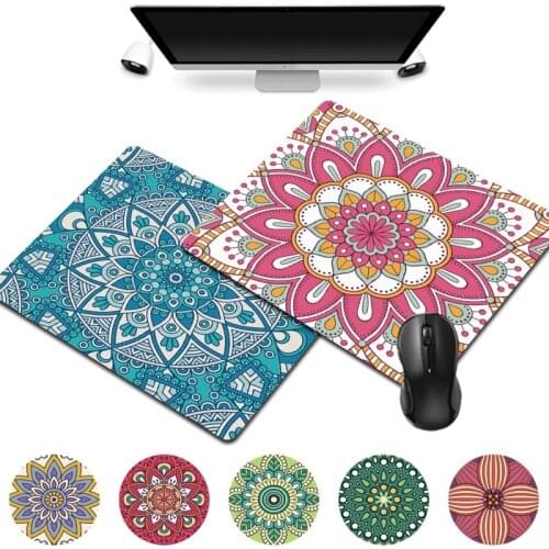 Home Office Computer Mouse Pad Portable Mousepad Small Waterproof Easy Clean Smooth Gaming Mouse Mat Mandala Pattern Series