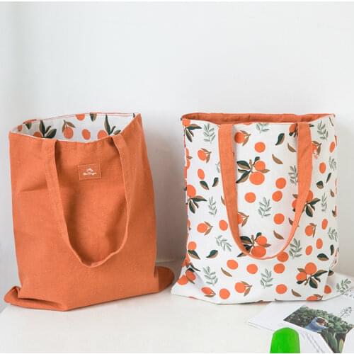New Millet wheat fabric double-sided dual-use Hand bag cotton and linen pocket handbag shopping bag storage bag grocery bag