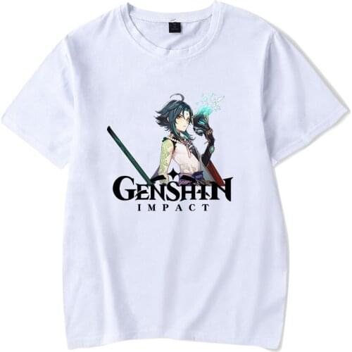 Kpop Genshin Impact T-shirts Fashion Short sleeve Hip Hop Harajuku Genshin Impact Mens tshirt Oversized Tops Casual T Shirt top