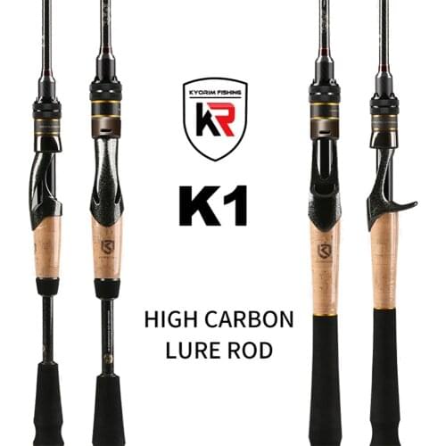 KYORIM K1 Baitcasting Carbon Rod 1.87M Fuji Parts L Power 2pcs Tips Bait Casting Cane Fishing Tackle With Travel Rods Bag Pole
