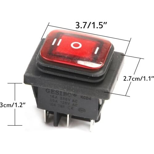 Red/green/yellow/blue 12V 6 pin 3 files DPST IP67 Sealed Waterproof Auto Boat Marine Toggle Rocker Switch with LED