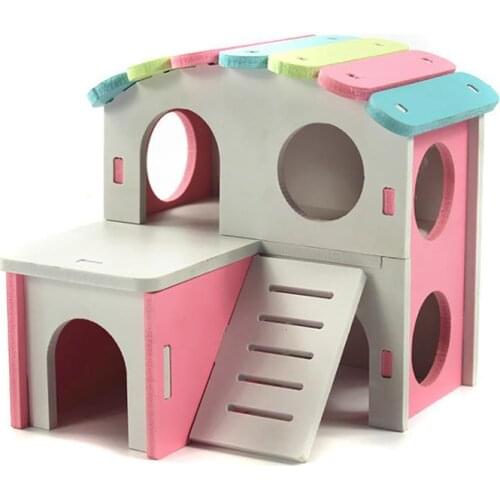 Legendog 1pc Wooden Hamster House Nest Bed Double Layer Non-Toxic Small Pet Hideout Hamster Hideout Pet Supplies