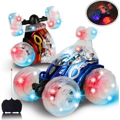 Kids Toys RC Car Dynamic Music Stunt 360° Flip Upside Down Walking With light Remote Control Car Stunt Car Toys For Children