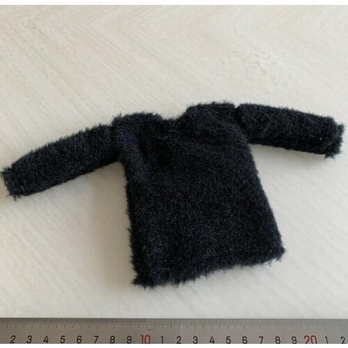 1/6 Scale Female Soldier Black Plush Loose Long Sleeve Coat Model for 12"
