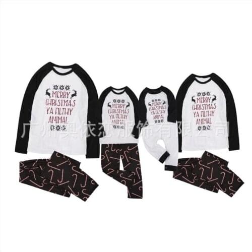 Fashion Parent-child Pajamas Christmas Print Long Sleeve Round Neck T-shirt, Pants, Jumpsuit Family Matching Sleepwear Nightwear