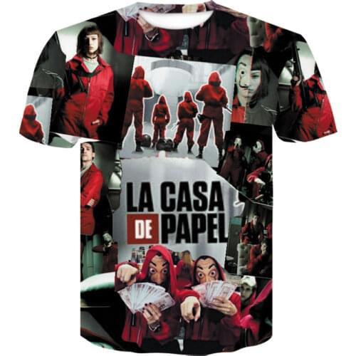Men clothes 2020 Funny 3D Design La Casa De Papel T Shirt Money Heist Tees TV print Tshirts Men Short Sleeve House of Paper