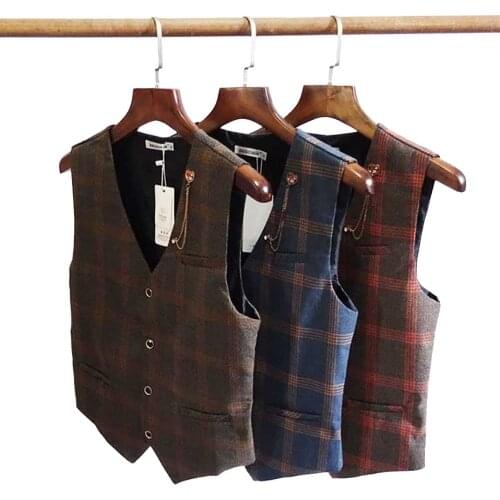 Fashion Tide Mens British Gentleman Retro Suit Vest Korean Version Casual Slim Wedding Waistcoat Office Clothes Plus Size