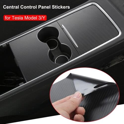 Model3 Central Control Panel Stickers For Tesla Model 3 2021 Model Y Center Console Wrap Decoration Accessories Carbon Fiber